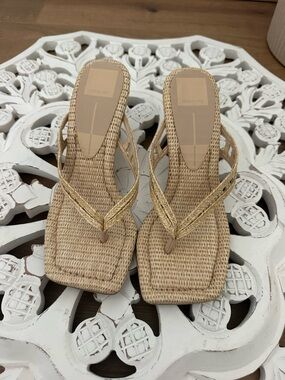 Dolce Vita Woven Tan Square-Toe Sandals